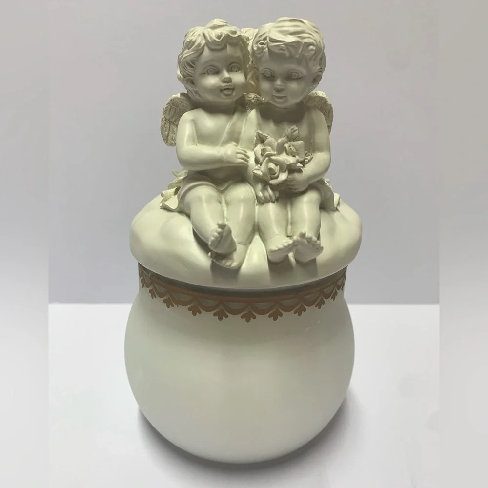 Avon Vintage Cherub Angel Candle Jar Collectible Romantic Decor